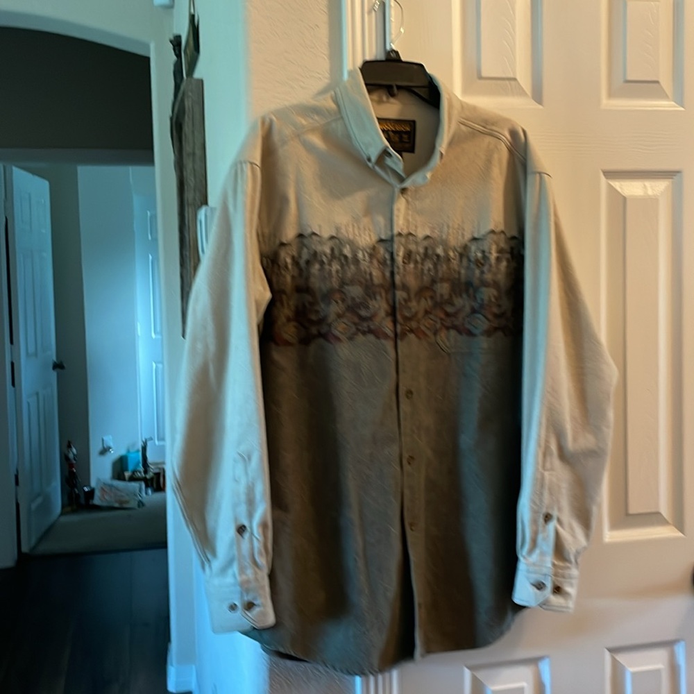 VTG Woolrich Men's Chamois Flannel Shirt Bear Mountain Aztec L